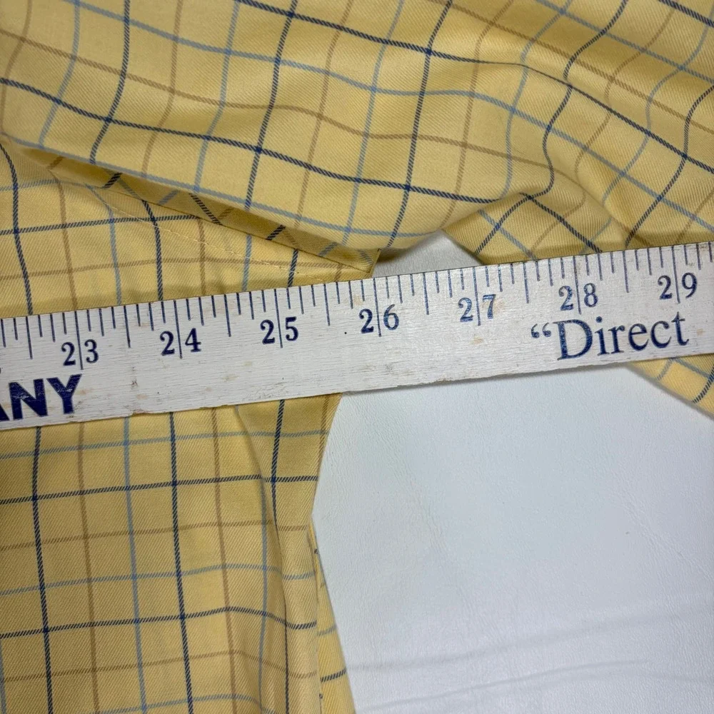 LL Bean Mens XL Yellow Plaid Wrinkle Resist Button Down Shirt Traditional Fit